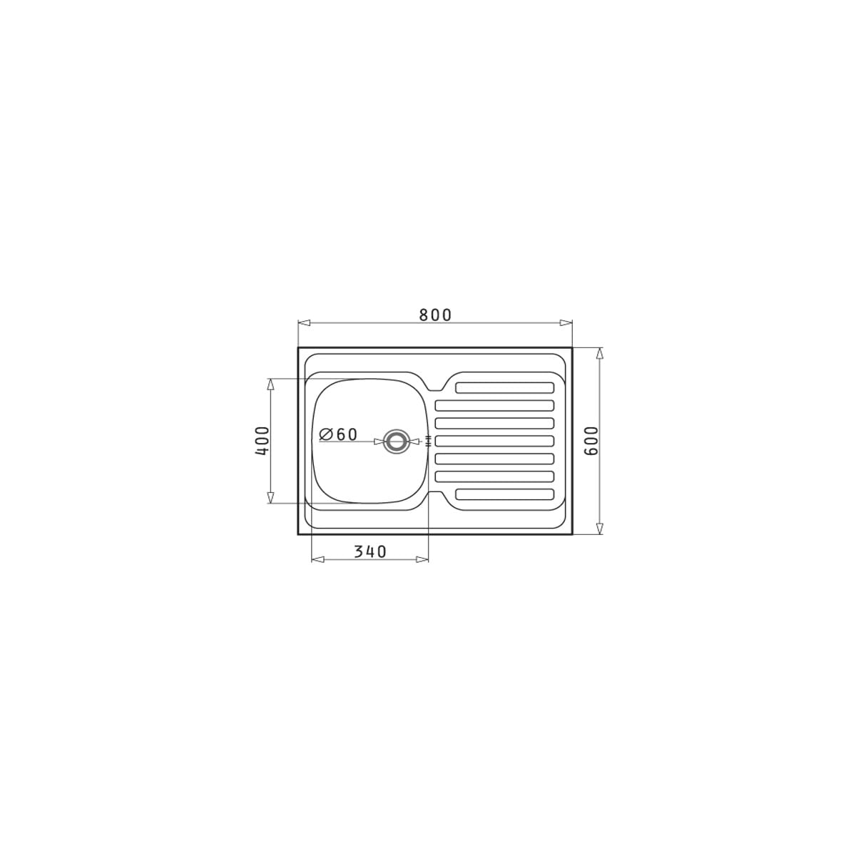 Pyramis International 1B 1D Επικαθήμενος Ανοξείδωτος Νεροχύτης 80x60 - 100106901 - Image 2